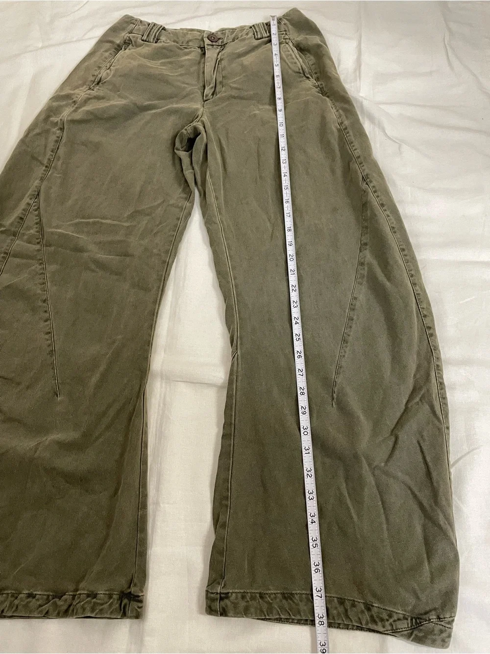 Free People Olive Green Wide-Leg barrel Pants